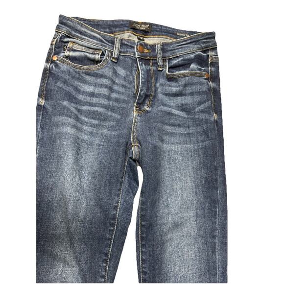 Judy Blue Jeans Womens 5 / 27 Blue Skinny Fit Button Distressed Denim Preppy - Picture 4 of 16
